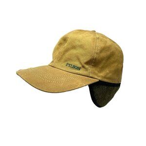 C.C. Filson Tin Cloth Waxed Canvas Waterproof Insulated Ear Flap Cap Mens